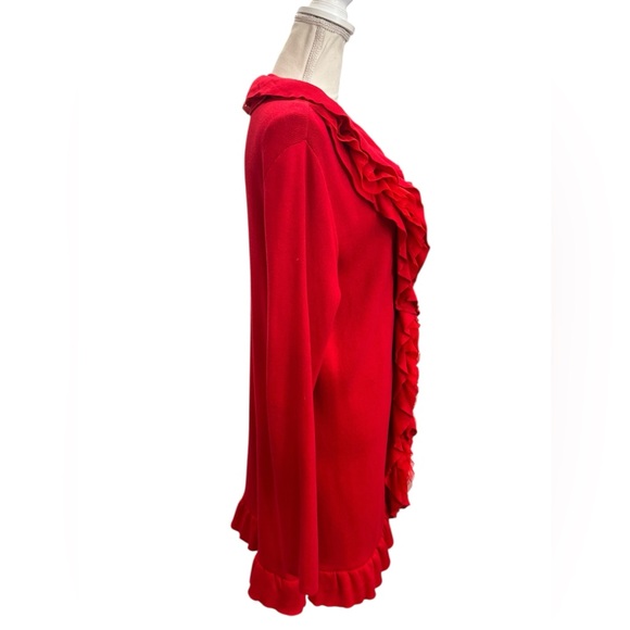 Red Ruffled Women's Cardigan - Picture 4 of 10
